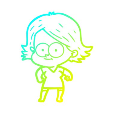 soğuk degrade çizgi çizim mutlu karikatür kız