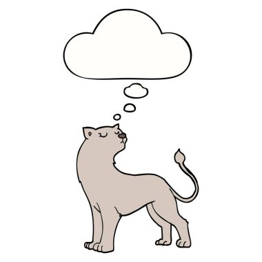 karikatür dişi aslan ve düşünce balonu