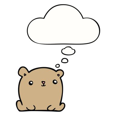 sevimli karikatür ayı ve düşünce balonu