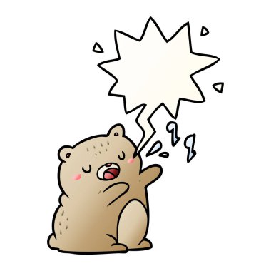 çizgi film ayısı pürüzsüz degrade bir şarkı ve konuşma balonu şarkı