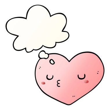 çizgi film aşk kalp ve pürüzsüz degrade tarzında düşünce balonu