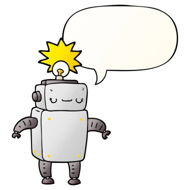 çizgi film robotu ve konuşma balonu pürüzsüz degrade tarzında