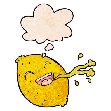karikatür squirting limon ve grunge doku pat düşünce kabarcık
