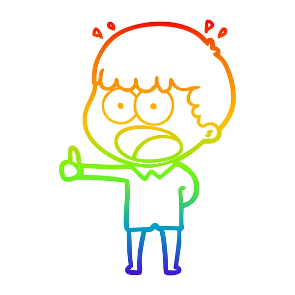 彩虹渐变线绘制卡通震惊的人 — 图库矢量图片