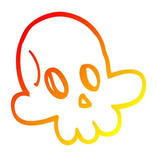Warme kleurovergang lijntekening cartoon Halloween schedel — Stockvector