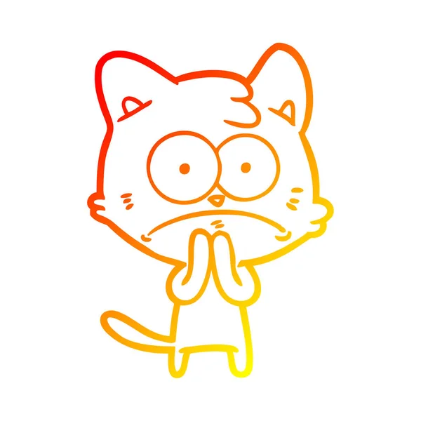 Linea gradiente caldo disegno cartone animato gatto nervoso — Vettoriale Stock