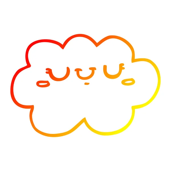 Warme kleurovergang lijntekening cute cartoon Cloud — Stockvector