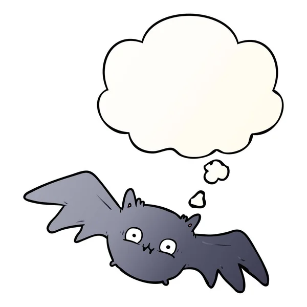 Κινούμενα σχέδια αποκριών bat και φούσκα σκέψης σε ομαλή κλίση Styl — Διανυσματικό Αρχείο