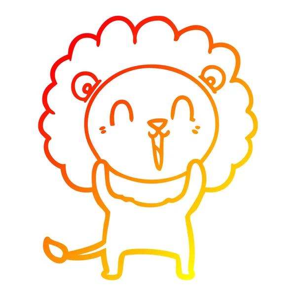 Chaud gradient ligne dessin rire lion dessin animé — Image vectorielle