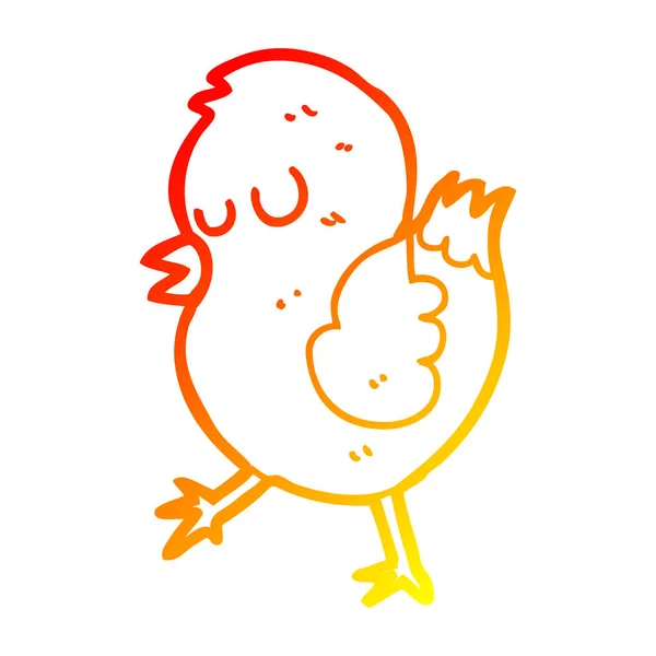 Línea de gradiente caliente dibujo dibujos animados pájaro — Vector de stock