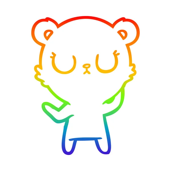 Rainbow gradient ligne dessin animé paisible ours polaire — Image vectorielle