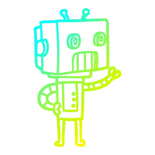冷たいグラデーションライン描画漫画ロボット — ストックベクタ