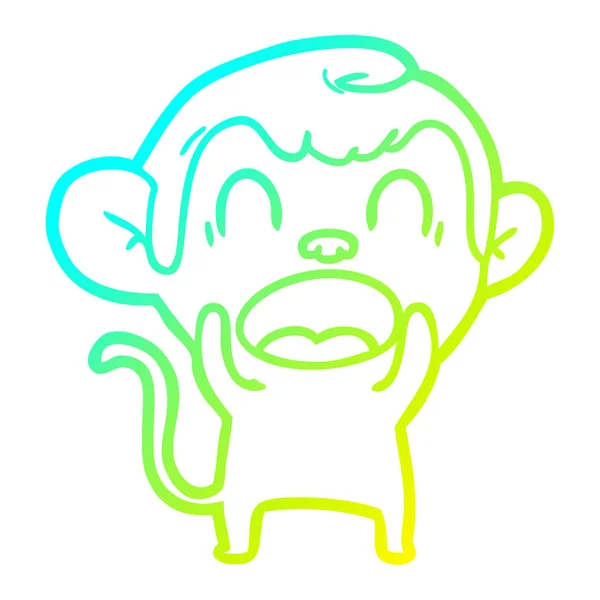 Linha gradiente frio desenho gritando desenho animado macaco —  Vetores de Stock