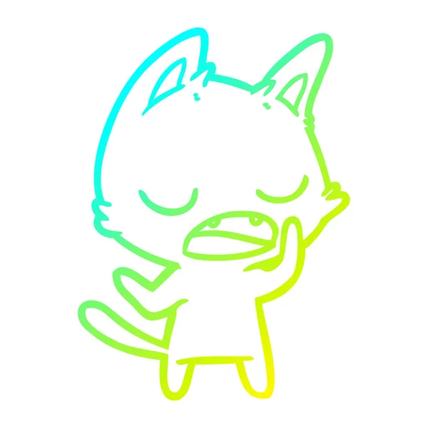 Froid dégradé ligne dessin parler chat dessin animé — Image vectorielle