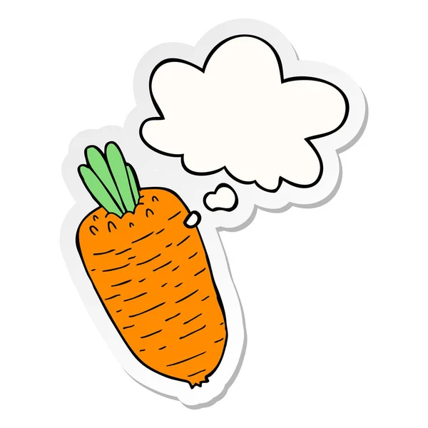 Cartoon vegetable and thought bubble as a printed sticker — Stock Vector