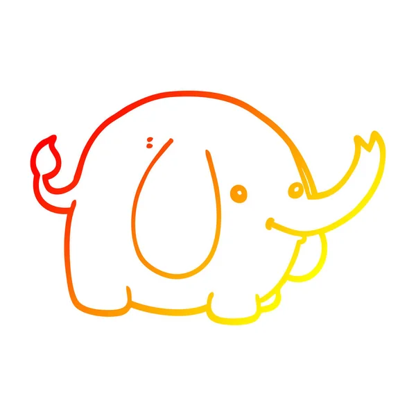 Línea de gradiente caliente dibujo de dibujos animados elefante — Vector de stock