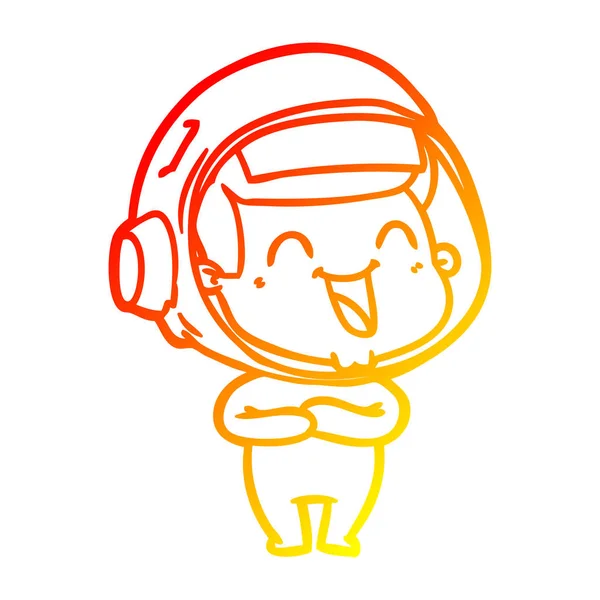 Linea gradiente caldo disegno felice astronauta cartone animato — Vettoriale Stock