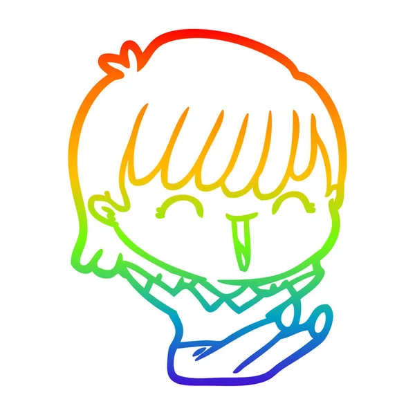 Arco iris gradiente línea dibujo dibujos animados mujer — Vector de stock