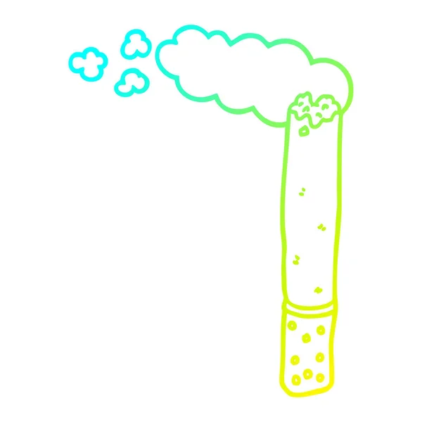 Linea gradiente freddo disegno fumetto sigaretta — Vettoriale Stock