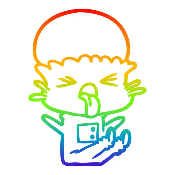 Linha gradiente arco-íris desenho alienígena desenhos animados repugnante — Vetor de Stock