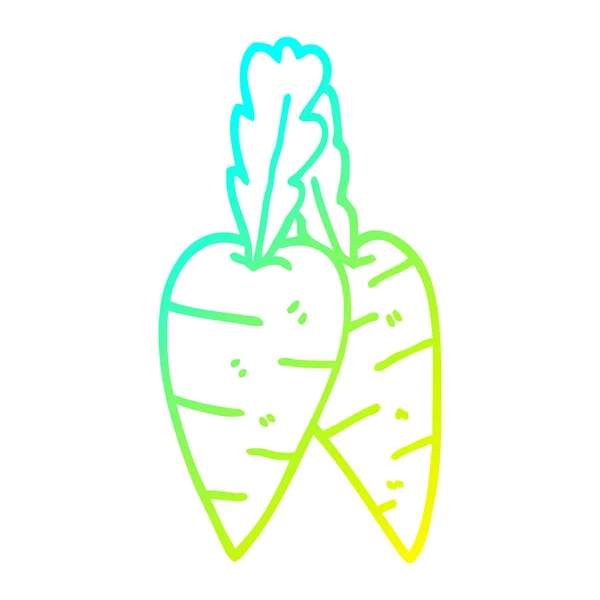 Froid dégradé ligne dessin carottes dessin animé — Image vectorielle