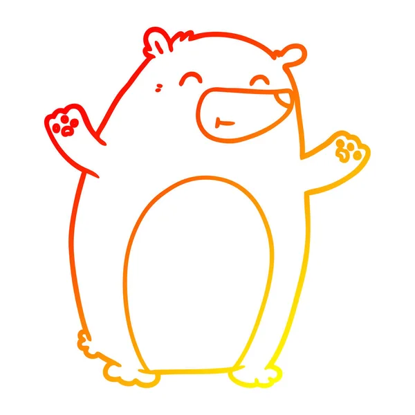 Chaud dégradé ligne dessin heureux dessin animé ours — Image vectorielle