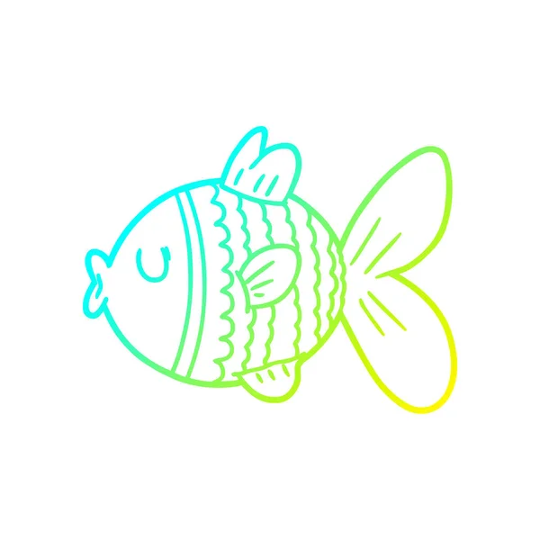 Línea de gradiente frío dibujo dibujos animados peces — Vector de stock