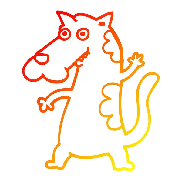 Linha gradiente quente desenho desenho do cão dos desenhos animados — Vetor de Stock