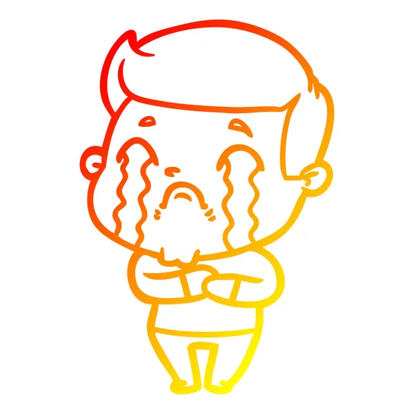 Čára teplého přechodu kresba kreslený muž pláč — Stockový vektor