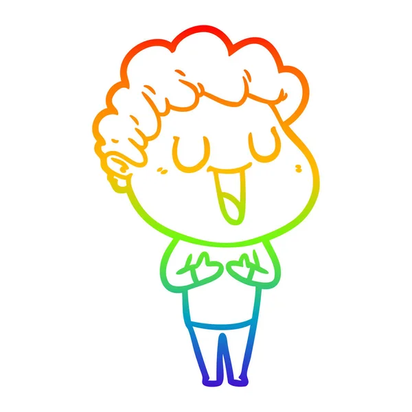 Arcobaleno gradiente linea disegno ridere cartone animato uomo — Vettoriale Stock