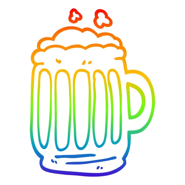 Arco iris gradiente línea dibujo dibujos animados tanque de cerveza — Vector de stock