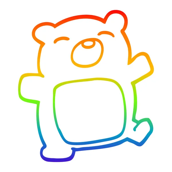 Arco iris gradiente línea dibujo dibujos animados osito de peluche — Vector de stock