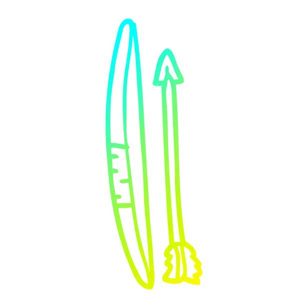 Linea gradiente freddo disegno cartone animato arco e freccia — Vettoriale Stock