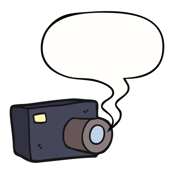 Caméra de dessin animé et bulle de parole — Image vectorielle