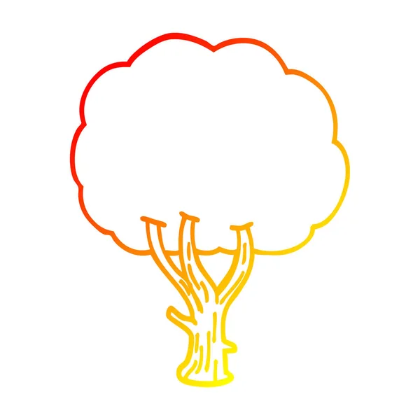 Chaud gradient ligne dessin dessin animé floraison arbre — Image vectorielle