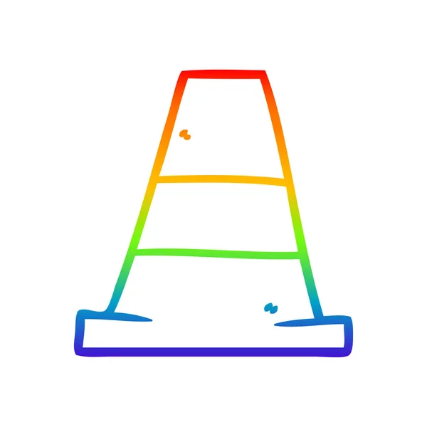 Arcobaleno gradiente linea disegno cartone animato strada traffico cono — Vettoriale Stock