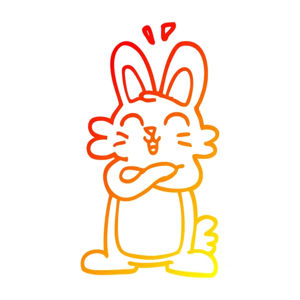 Warm gradient line drawing cartoon cute bunny — Stock Vector