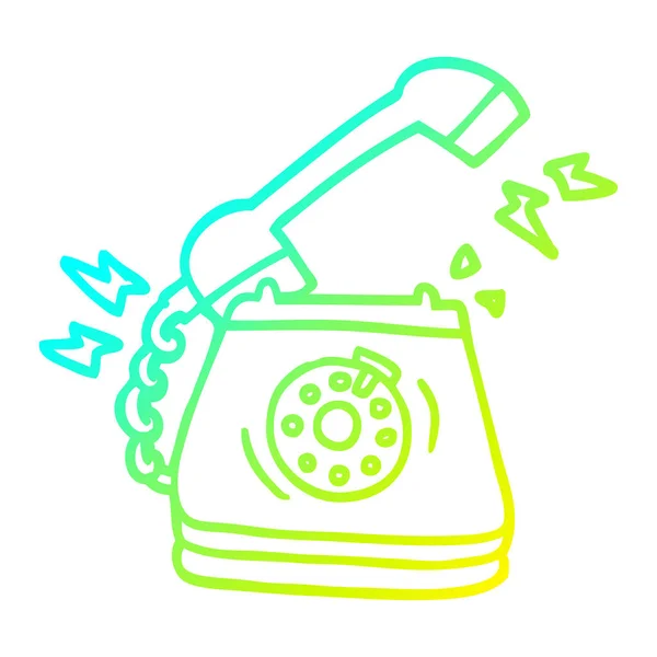 Kalte Gradientenlinie Zeichnung Cartoon klingelndes Telefon — Stockvektor