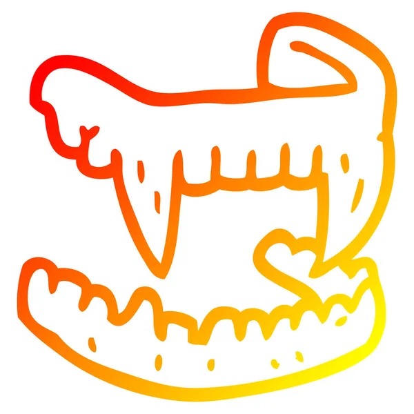 Warme kleurovergang lijntekening cartoon Halloween tanden — Stockvector