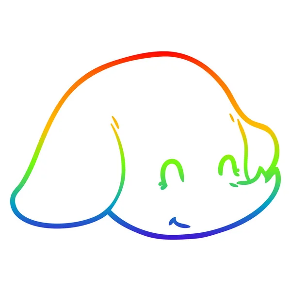 Rainbow gradient linje ritning tecknad elefant ansikte — Stock vektor