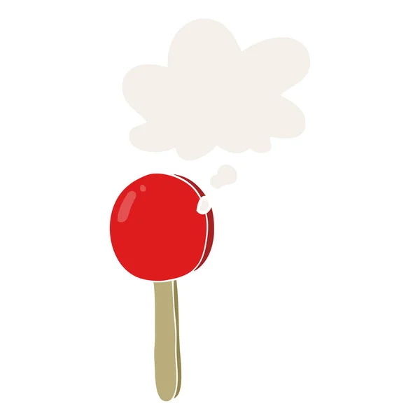 Tecknad Lollipop och tankebubbla i retrostil — Stock vektor