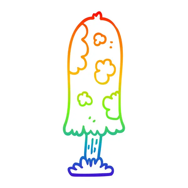 Regenbogen-Gradienten-Linie Zeichnung Cartoon Pilz — Stockvektor