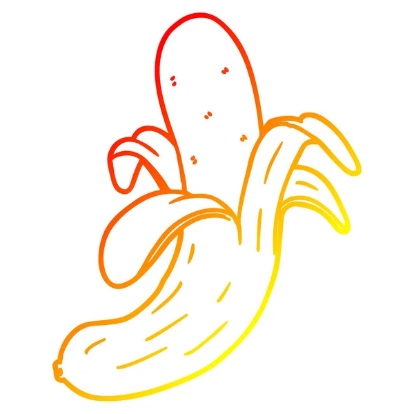 Chaud dégradé ligne dessin dessin animé banane — Image vectorielle