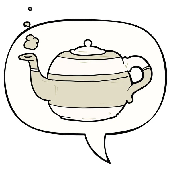 Cartoon thee pot en toespraak bubble — Stockvector