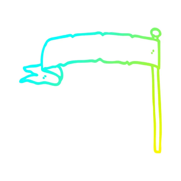 Linea gradiente freddo disegno cartoni animati sventolando bandiera — Vettoriale Stock