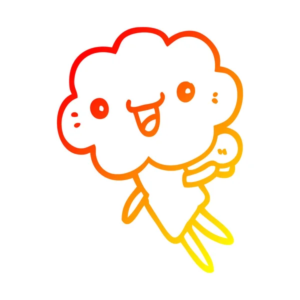 Meleg színátmenet vonal rajz rajzfilm felhő fej lény — Stock Vector