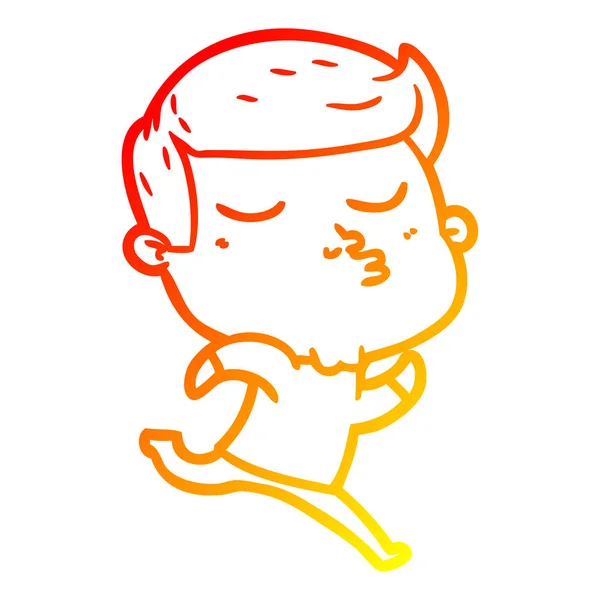 Sıcak degrade çizgi çizim karikatür model adam pouting — Stok Vektör