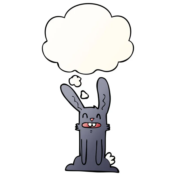Cartoon konijn en gedachte bubble in gladde gradiënt stijl — Stockvector