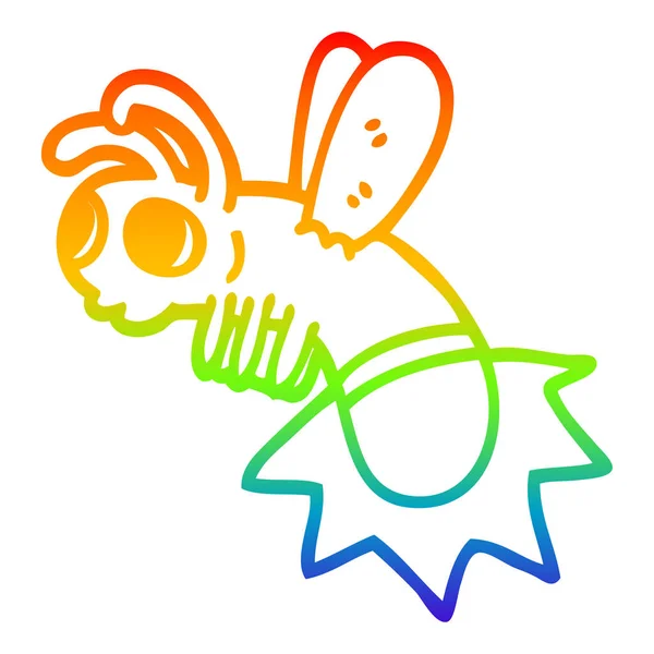 Rainbow gradient line drawing cartoon lightning bug — Stock Vector