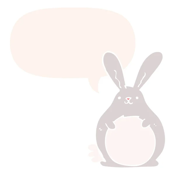 Cartoon rabbit and speech bubble in retro style — Stock Vector